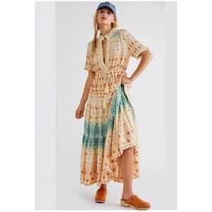 Free People Rare Feeling Cloud Combo Printed Tiered Floral Maxi Dress Size S
